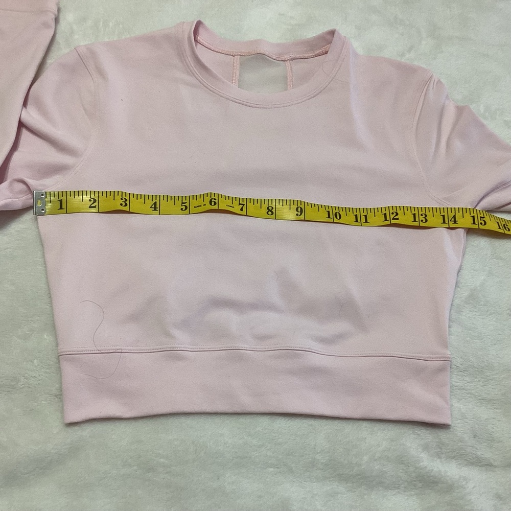 Lululemon Short Stop Crop Top Long Sleeves Pink Mesh Back Activewear Athleisure - Picture 6 of 8